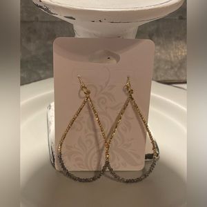 Gold & Iridescent Teardrop Earrings (Handmade)